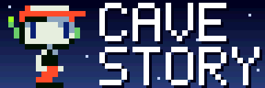Cave Story GC disc banner for the GameCube: Quote beside the words Cave Story on a night sky